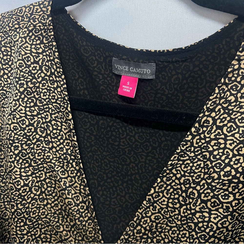 Vince Camuto Abstract Cheetah Print Long Sleeve Midi Dress Wrap Bodice Small - Picture 4 of 6